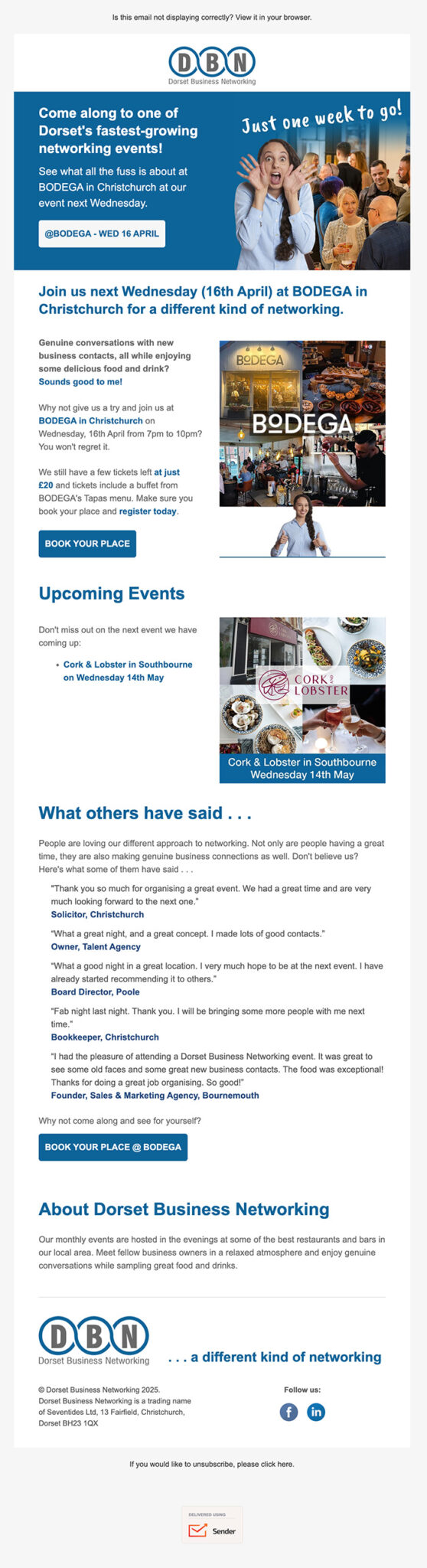 Dorset Business Networking Email 1